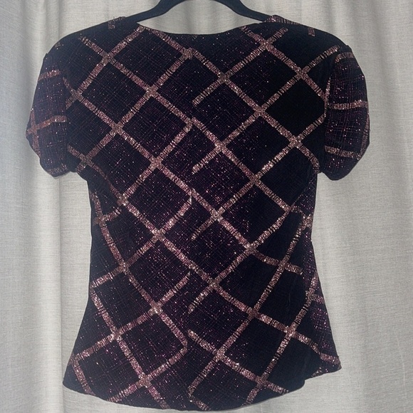 VINTAGE SCOOTER TOPS PINK/PURPLE SPARKLE BLOUSE - Picture 4 of 5